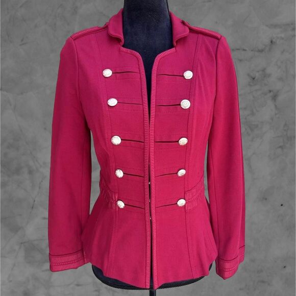White House Black Market Jackets & Blazers - Red Military Jacket Womens 10 Structured Peplum Button White House Black Market